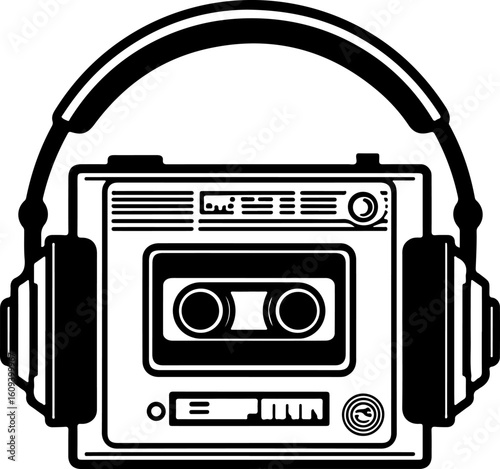 Retro Cassette Vibes with Headphones"