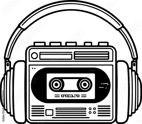 Retro Cassette Vibes with Headphones"