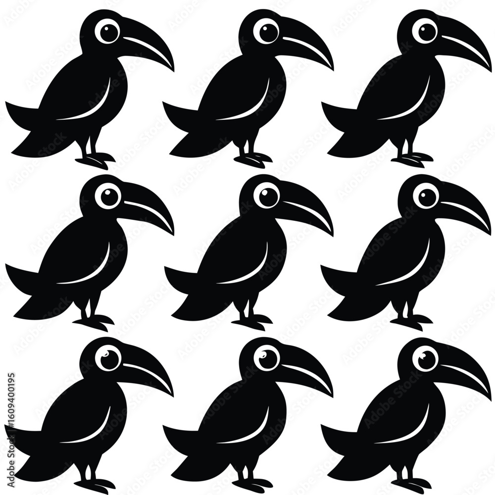 Fototapeta premium Black and White Toucan Bird Set
