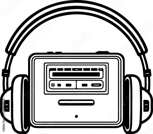 Retro Cassette Vibes with Headphones"