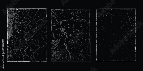 Grunge textures set. Collection of vector overlay, distress, textures .Simply Place texture over any Object to Create grunge,splattered ,dirty effect .
