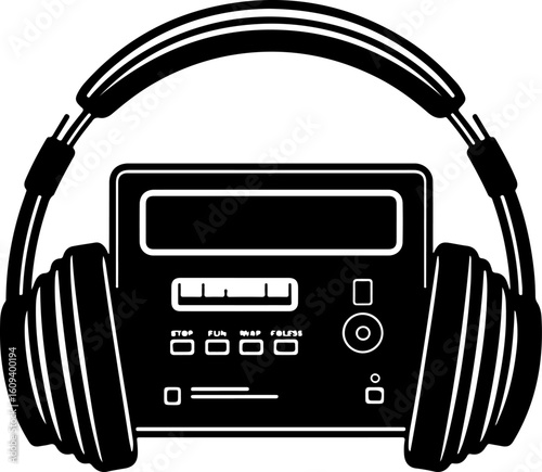 Retro Cassette Vibes with Headphones"