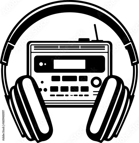 Retro Cassette Vibes with Headphones"