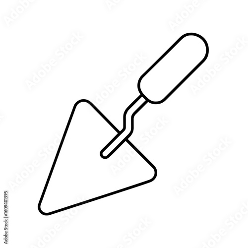 Trowel icon in outline style representing masonry and plastering tool