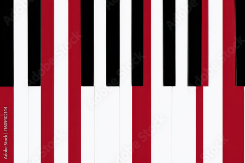 Piano keys creatively merge with red and white flag design