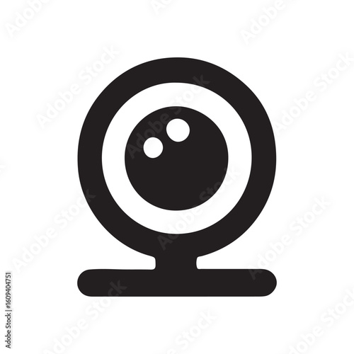 Vector art of a simple black icon of a webcam with a lens and stand