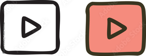 Simple Play Button Icons for Video Content.