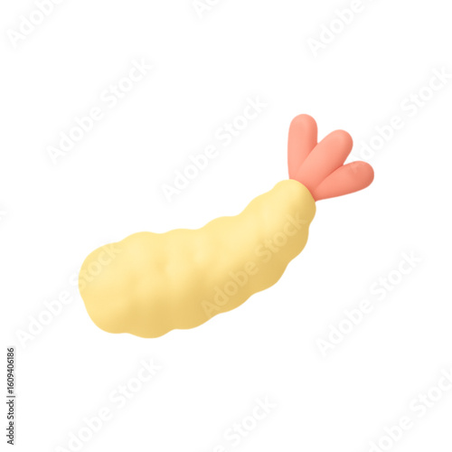Crispy golden tempura shrimp isolated on transparent background