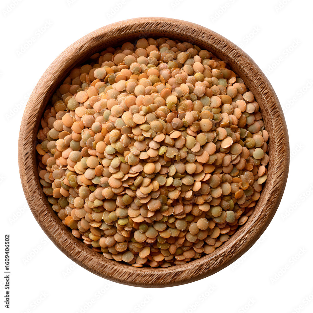 Brown Lentils in Wooden Bowl Healthy Food Brown Lentils in Wooden Bowl Healthy Food