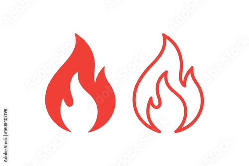 Fire icon vector isolated on white background. Fire flame icon template. Fire flames symbol vector