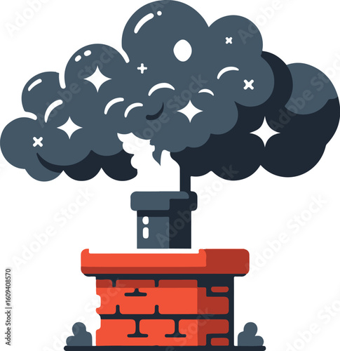 the black silhouette of smoke from chimney vector