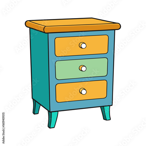 Creative Vector Style Nightstand on White Background