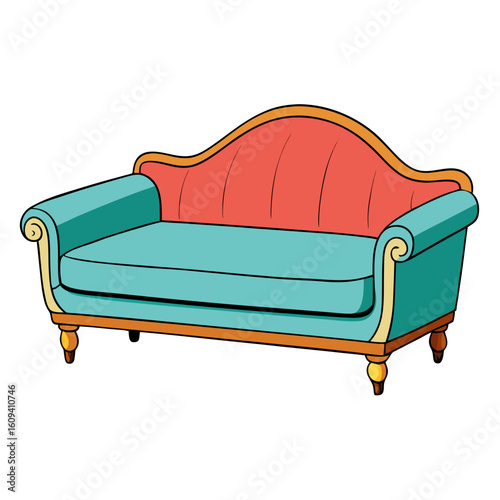 Creative Vector Style Sofa Bed on White Background