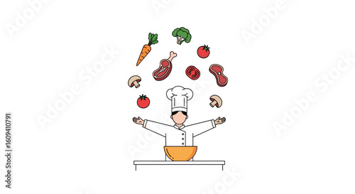Culinary artistry chef masterfully creates a delicious meal with fresh ingredients