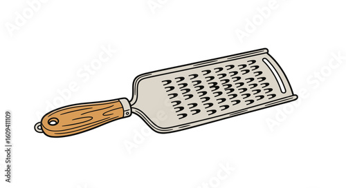A kitchen utensil designed for grating food items like cheese vegetables and fruits