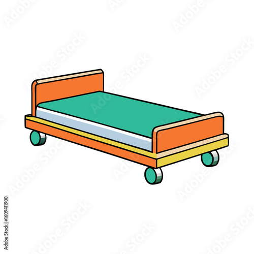 Creative Vector Style Trundle Bed on White Background