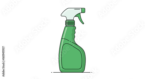 Green spray bottle for household cleaning and disinfecting purposes