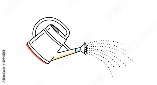 Garden watering can distributing water in a fine spray pattern