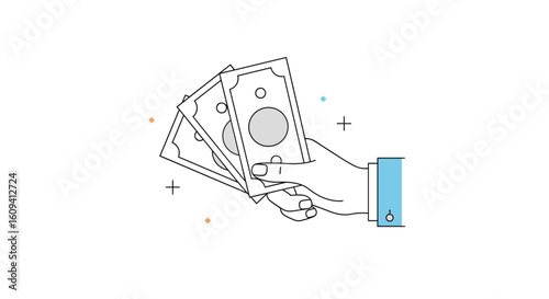 Hand holding several dollar bills showing the concept of financial transactions and money exchange