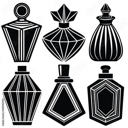 Elegant Perfume Bottle Line Art Collection A Fragrant Set 