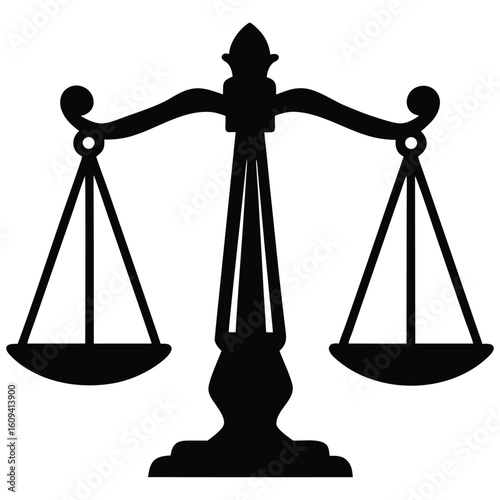 Elegant silhouette of justice scales symbolizing legal balance, fairness, and the judicial system