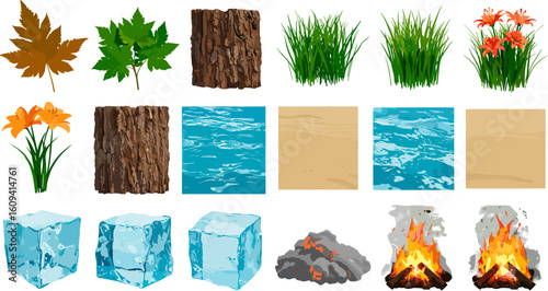 Nature Elements Collage: An Array of Earth's Natural Resources Isolated on White