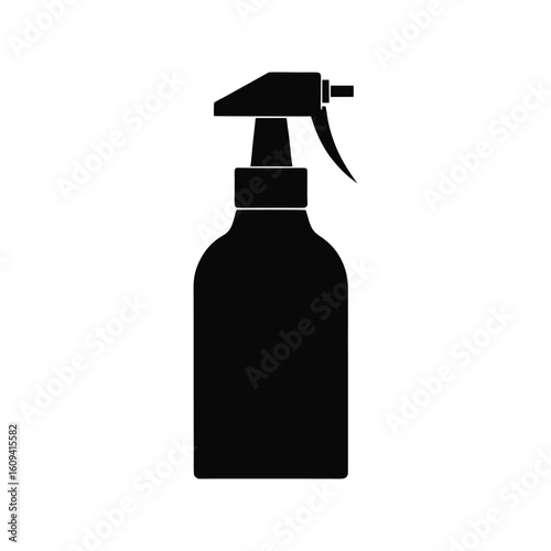 Black silhouette of a spray bottle on a white background