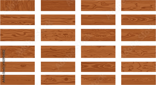 Varied wood planks vector collection showing textures and patterns for design needs.