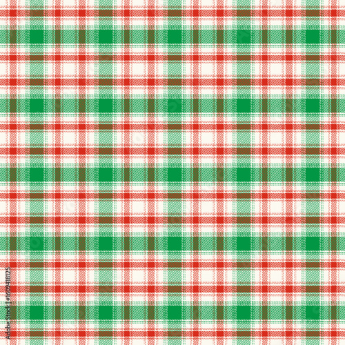 Wallpaper Mural Colorful plaid pattern with twill weave seamless pattern in green red white.Christmas winter tartan checkered repeat pattern.Vector illustration geometric background for fabric and prints. Torontodigital.ca