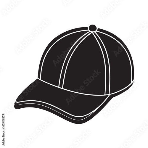 Baseball Cap Silhouette Icon Vector
