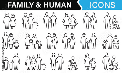 Family and Parent-Child Icons for Depicting Care, Love, and Affection