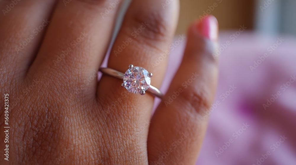 Solitaire engagement ring closeup representing eternal love commitment and minimal beauty in luxury shot Solitaire engagement ring closeup representing eternal love commitment and minimal beauty in luxury shot