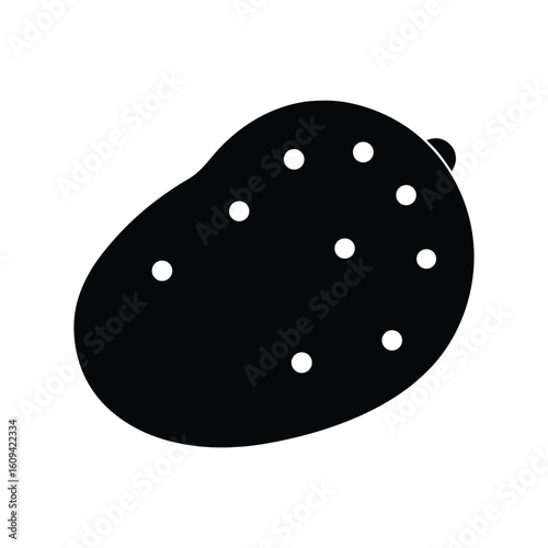 Black and White Potato Silhouette with White Spots on White Background 