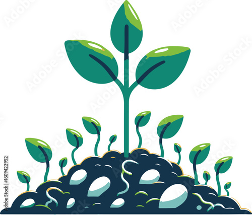 sprouting seed flat icon clipart white background