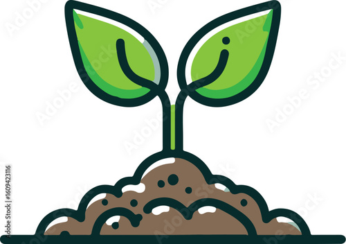 sprouting seed flat icon clipart white background