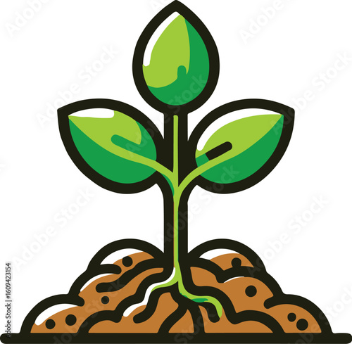 sprouting seed flat icon clipart white background