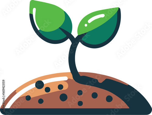 sprouting seed flat icon clipart white background