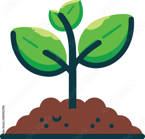 sprouting seed flat icon clipart white background