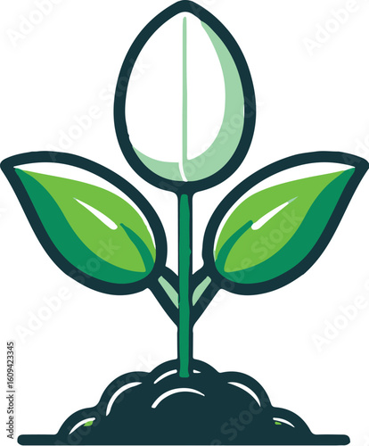 sprouting seed flat icon clipart white background
