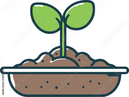 sprouting seed flat icon clipart white background