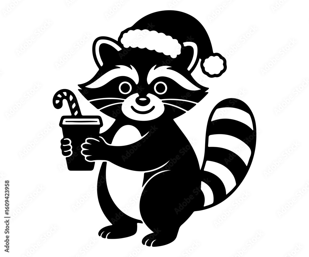 Fototapeta premium Christmas Raccoon Vector Art