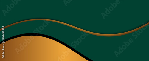 Dark green digital art waves with gold light in the middle, design background for element design. Vector