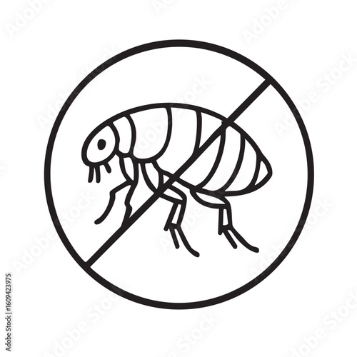 No Fleas Allowed Black and White Symbolic Representation of Flea Prevention and Pest Control black