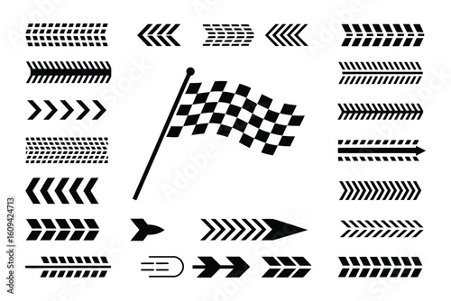  Racing Stripes,  Vector Elements Featuring Motocross Labels, Speed Lines, and Motorsport Symbols for Car Decals, Posters, and Sport-Themed Design Projects

