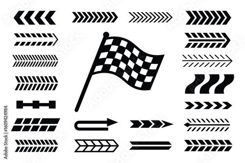 Racing Stripes with Checkered Flag and Motocross Labels,  Finish Line Vector Elements, Motorsport Graphics, Automotive Competition Design, Racing Car Decals, Speed and Motion Lines for vector 


