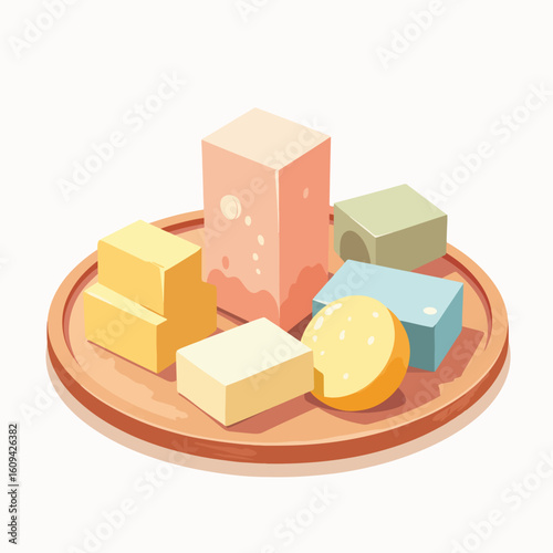 Handcrafted DIY soap bars on wooden tray, different colors and shapes. DIY soap bars, assorted shapes, enhance your bathing experience with homemade bath products.