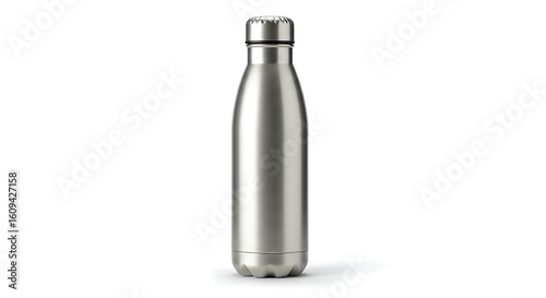 Stainless Steel Water Bottle Isolated on White