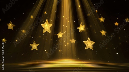 Stars rising to glory on gold background celebration award ceremony backdrop shining entertainment themed illustration