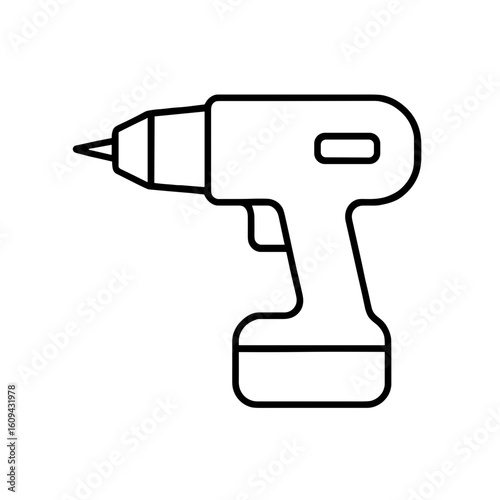 Electric drill icon in outline style representing power tool for drilling