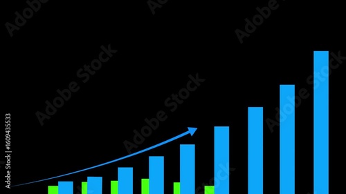 Business Growth and Success Concept. business graph chart & business growth animation. growing business concept. Business growth infographic animation, business graph, business graph chart icon
